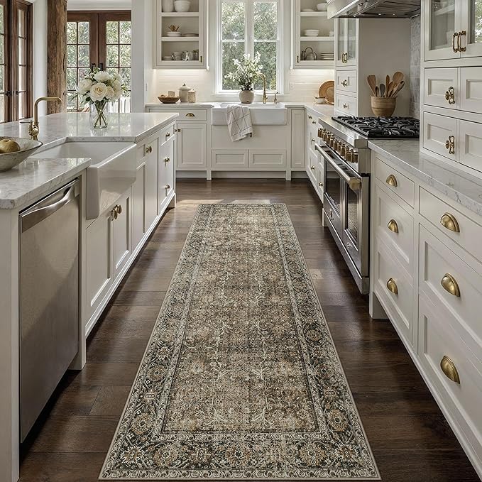 PureCozy Brown Runner Rug 3x10 Vintage Area Carpet Hallway Long Indoor Kitchen - Image 6