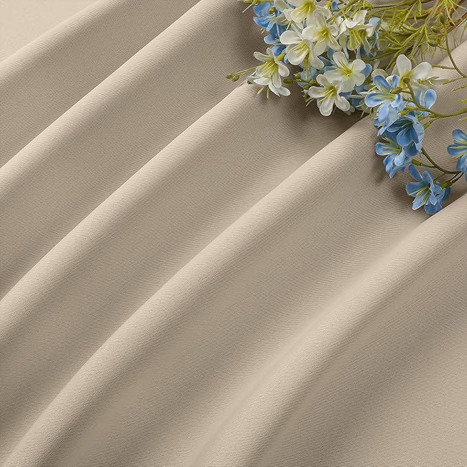 CUCRAF Light Beige Blackout Curtains 45 inch Length 2 Panels Set, Rod Pocket - Image 7
