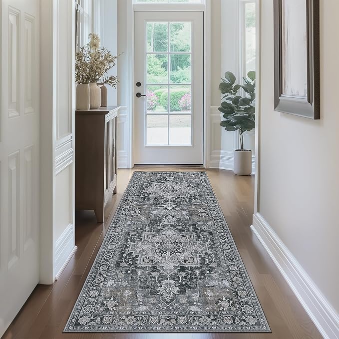 GENIMO 2'6''x8 Runner Rugs for Hallway, Machine Washable Non Slip Vintage Rugs - Image 2