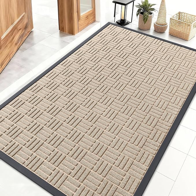 OLANLY Front Door Mat Outside Entrance 47x32, Heavy Duty Sturdy Natural Rubber by OLANLY