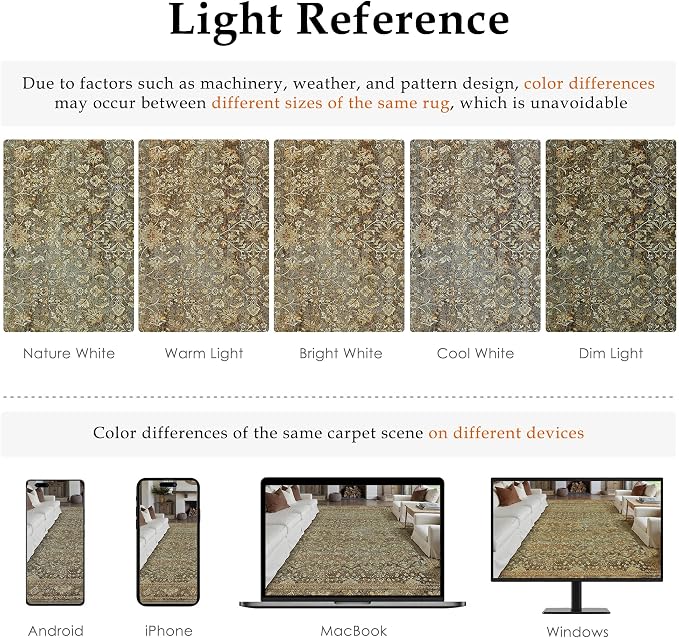PureCozy Runner Rug 2x8 Brown Hallway Washable Kitchen Vintage Carpet Non Slip - Image 2