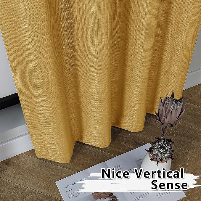 Gwine Gold Valance for Windows, Light Filtering Faux Linen Textured Kitchen - Image 7