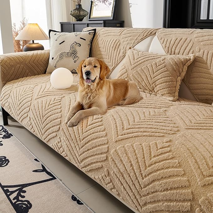 Sectional Couch Cover, Non-Slip Sofa Cover Plush Warm, Funny Fuzzy Pet Couch by PJLZJFBY