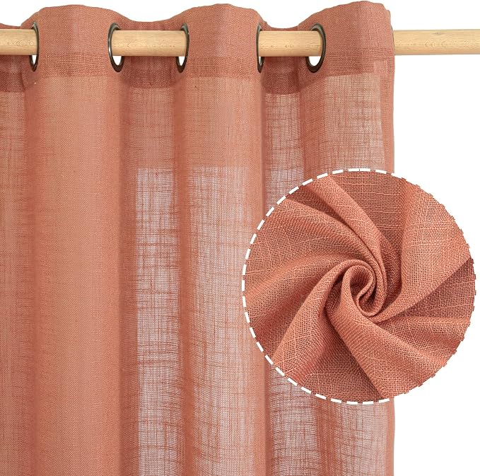 LAMIT Natural Linen Semi Sheer Curtains 48 Inch - Image 2