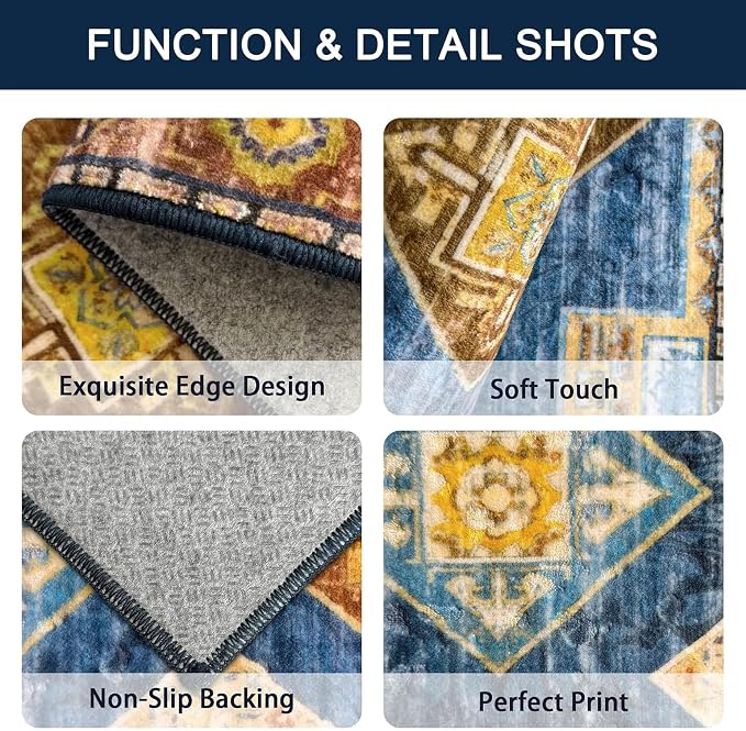 Tritard 100% Non Slip Kitchen Rugs Sets of 3 Washable Boho Kitchen Mats - Image 5
