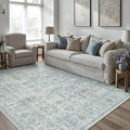 PureCozy Area Rug 5x7 Blue Washable Living Room Carpet Soft Non Slip Vintage by PureCozy