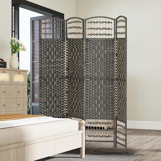 HOMCOM 4 Panel Room Divider, Folding Privacy Screen, 5.6' Room Separator - Image 8
