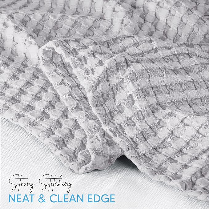 Utopia Bedding Silver 100% Cotton Waffle Blanket 300 GSM Soft Lightweight - Image 3
