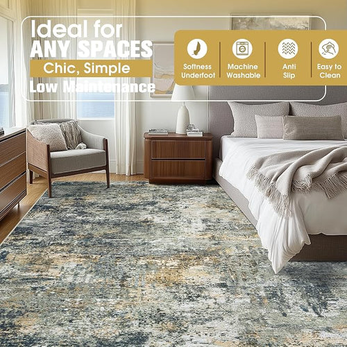 10x14 Area Rugs for Living Room Rug Washable: Abstract Large Rug Indoor Modern - Image 2
