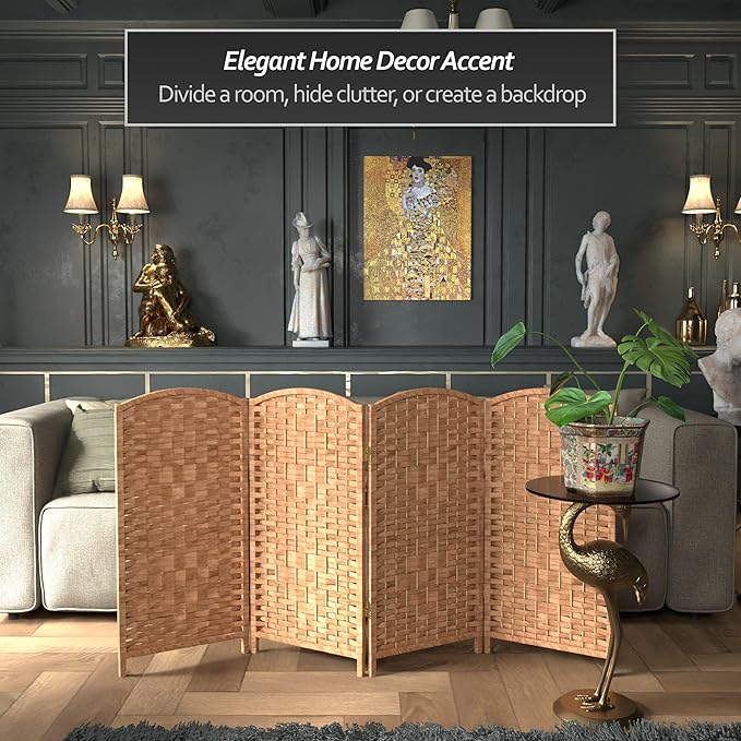 Red Lantern 3 ft. Short Diamond Weave Fiber Folding Screen - Image 2