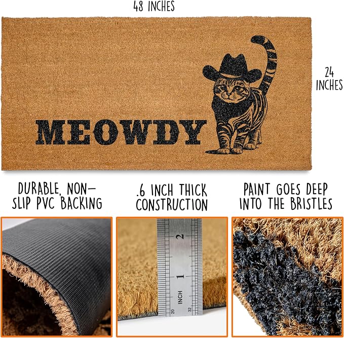 MAINEVENT Meowdy Long Door Mat 48x24 Inch, Oversized Cat Welcome Mat - Image 3
