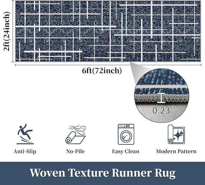 Washable Runner Rug 2x6, Hallway Runner Rug Non Slip, Woven Thin No Shed Runners - Image 9