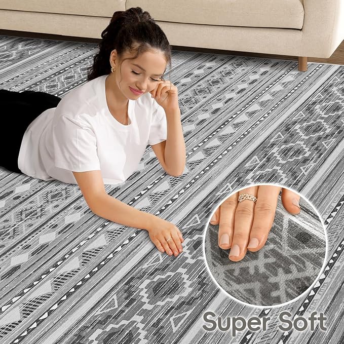 cotiled 7x9 Area Rug Living Room: Washable Boho Rugs - Image 4
