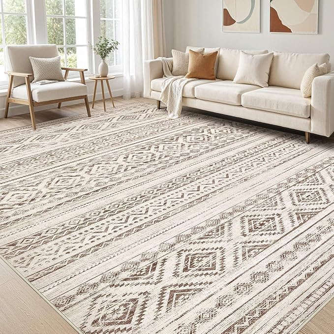cotiled 7x9 Area Rug Living Room: Washable Boho Rugs by COTILED