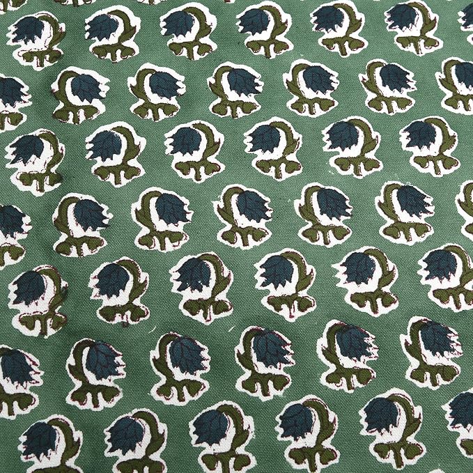 Ridhi Block Print Basil Green Pillow Cover 16" x 16" Decorative Couch Pillows - Image 7