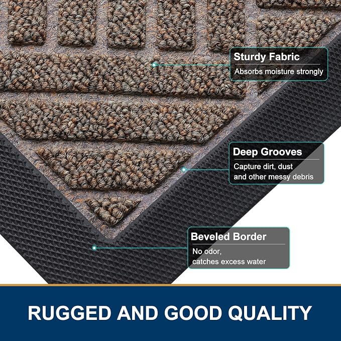 Smiry Front Door Mat Outside Entrance, Heavy Duty Outdoor Indoor Mat, Natural - Image 4