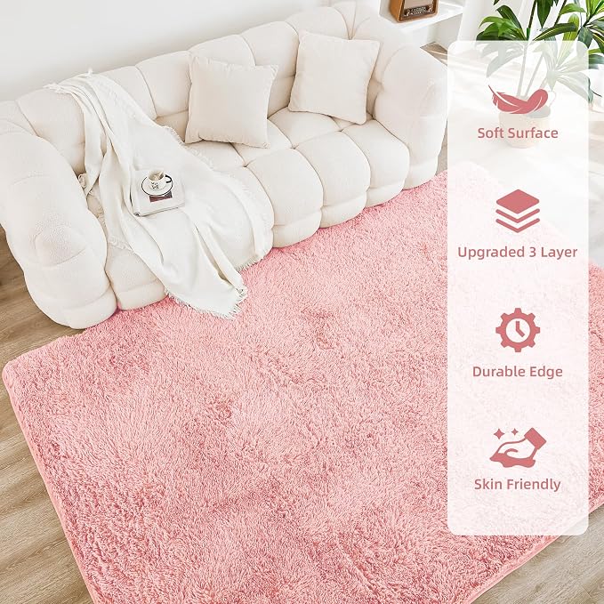 Litanika 6x9 Shag Area Rug for Living Room Bedroom, Non-Shedding Modern Indoor - Image 4