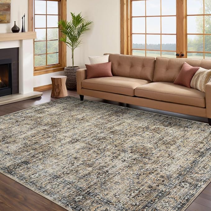 GarveeHome Vintage Rug 5x7 Floral Print Area Rug by GarveeHome