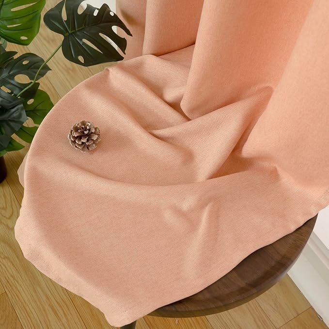 BGment Peach Linen Curtains for Living Room 95 Inch Length 2 Panels Set - Image 8