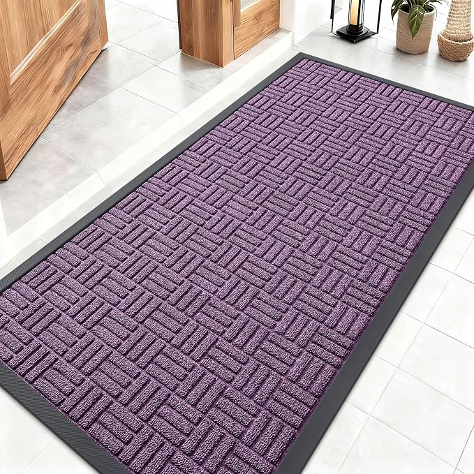 OLANLY Front Door Mat Outside Entrance 47x23, Heavy Duty Sturdy Natural Rubber by OLANLY