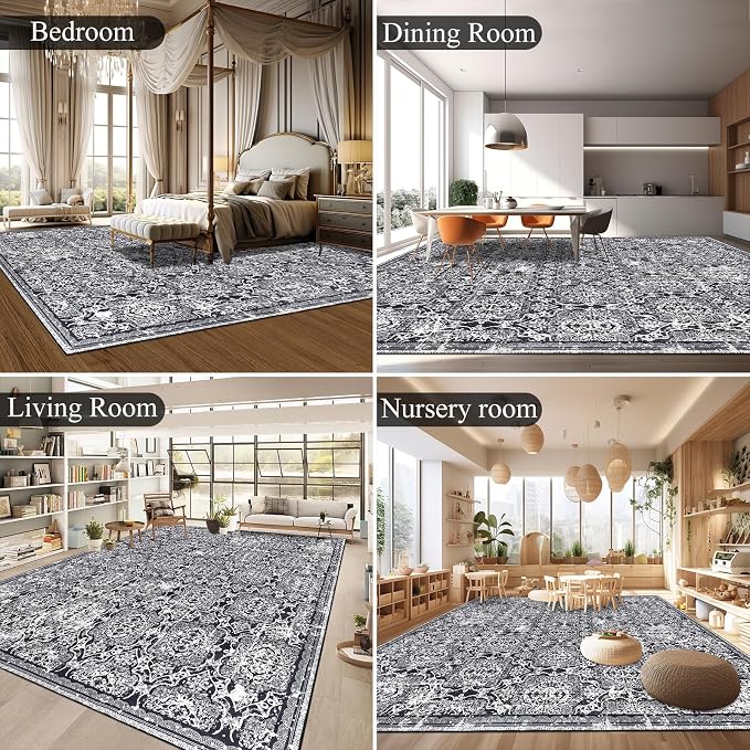 Vaukki Living Room Rug, Vintage Shaggy Soft Laundry Rug, Non Slip Kitchen Area - Image 3