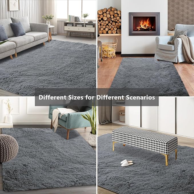 Shag Area Rugs for Bedroom Living Room, 5X8 Ultra Soft Fluffy Area Rugs for Dorm - Image 7