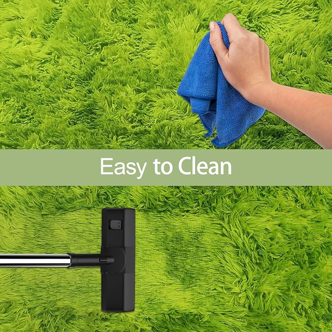 Green Tie-Dyed Rug for Living Room 8x10 Fluffy Area Rug Mat Bedside Throw Rug - Image 7