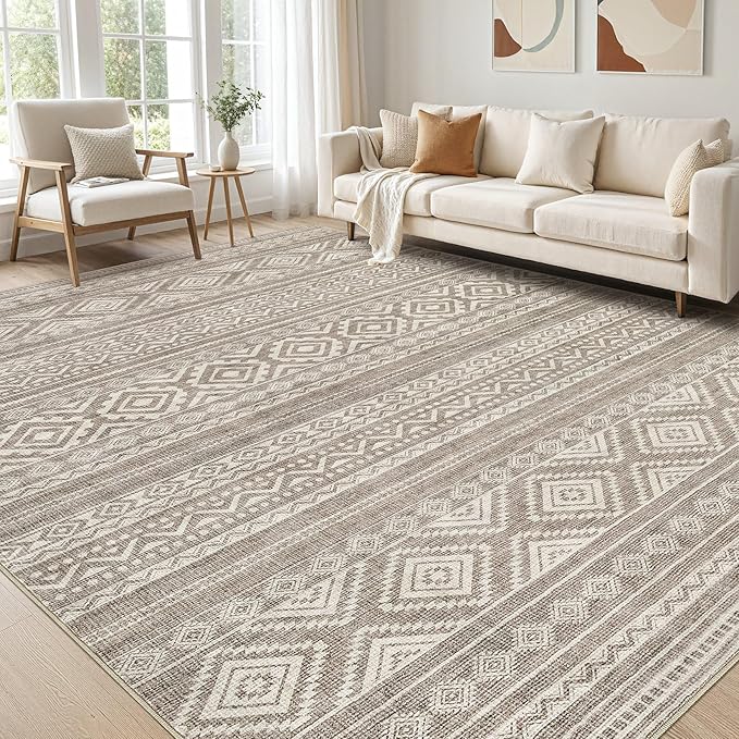 cotiled 7x9 Area Rug Living Room: Washable Boho Rugs by COTILED