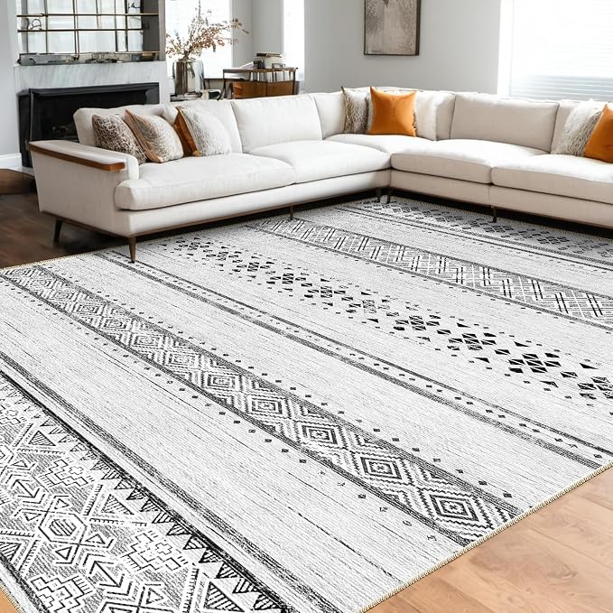 BESTSWEETIE 6x9 Area Rugs for Living Room Washable Moroccan Farmhouse Neutral - Image 6