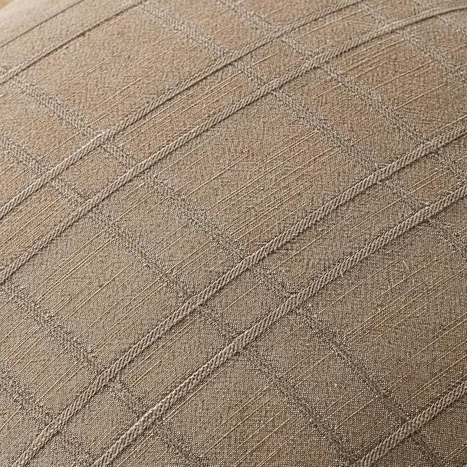 MIULEE Decorative Linen Check Euro Shams Throw Pillow Covers Neutral Farmhouse - Image 2