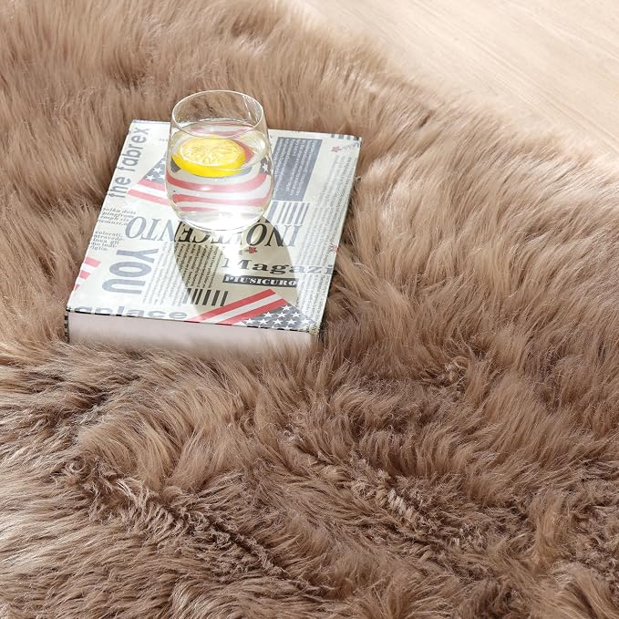 ORINOVA Beige Faux Sheepskin Fluffy Fur Rugs - Image 2