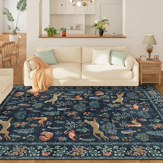 DUKINO 9x12 Rug, Washable Animal Living Room Rug - Image 2