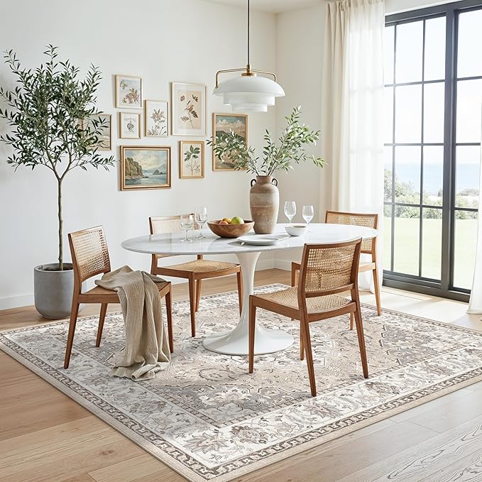 Washable 5x5 Square Area Rugs: Indoor Non-Slip Entryway Kitchen Rugs Oriental - Image 4