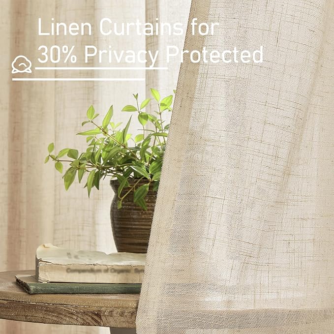 LAMIT Natural Linen Blended Curtains 63 Inch - Image 5