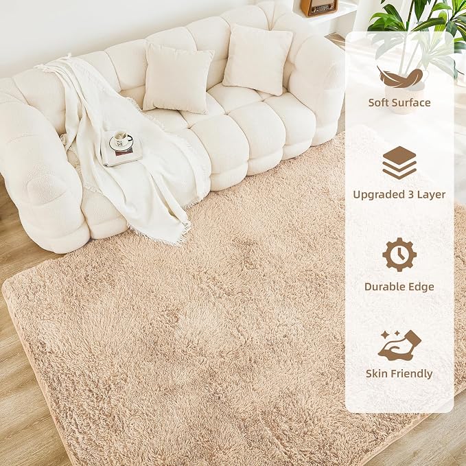 Litanika 4x6 Shag Area Rug for Living Room Bedroom, Non-Shedding Modern Indoor - Image 4