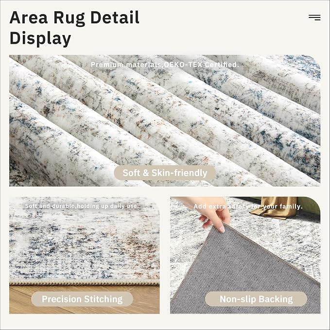 6x9 Area Rug for Living Room Washable 6x9 Non-Slip Modern Rugs for Bedroom - Image 6