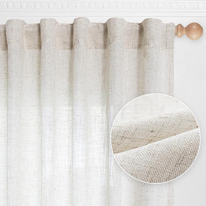 MYSKY HOME Farmhouse Kitchen Curtains 54 inches Long, Boho Curtain Panels by MYSKYHOME