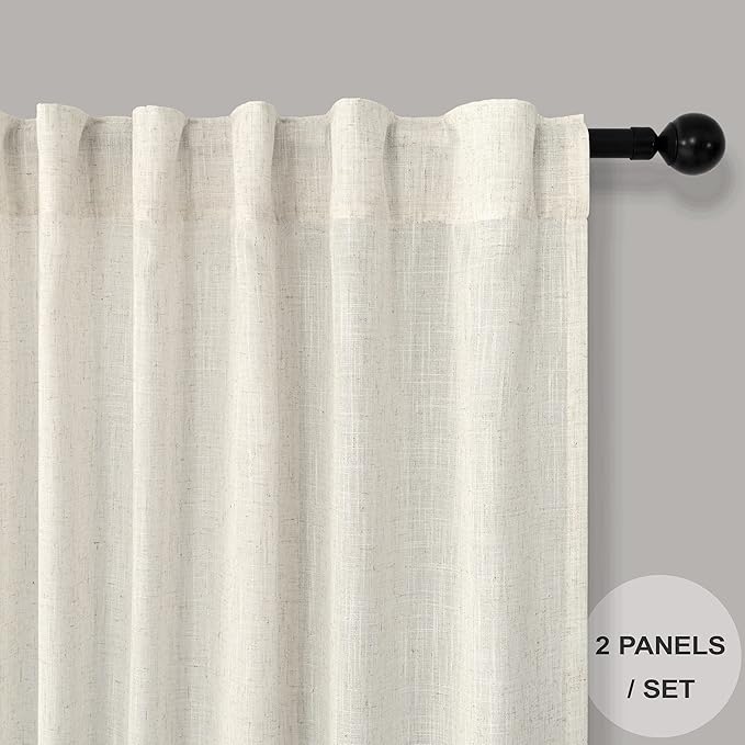 Natural Linen Curtains 54 Inch Length - Image 2