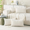 Set of 4 Cream White Decorative Throw Pillow Covers 12x20 Inch Corduroy Pillow by Cozoomy
