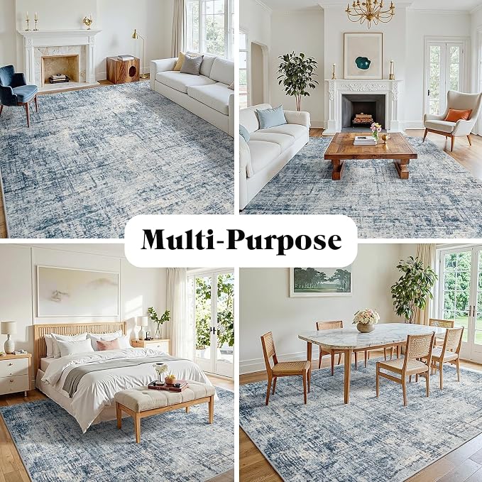 9x12 Area Rugs for Living Room Washable Rug: Anti-Skid Abstract Modern Living - Image 3
