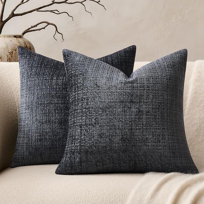 ZeeMart Fine-Textured Throw Pillow Covers Set of 2, 20x20 Inch Navy, Soft by ZEEMARTONLINE