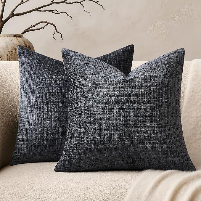 ZeeMart Fine-Textured Throw Pillow Covers Set of 2, 18x18 Inch Navy, Soft by ZEEMARTONLINE