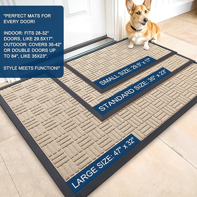 OLANLY Front Door Mat Outside Entrance 71x47, Heavy Duty Sturdy Natural Rubber - Image 2