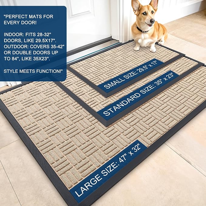 OLANLY Front Door Mat Outside Entrance 29.5x17, Heavy Duty Sturdy Natural - Image 3
