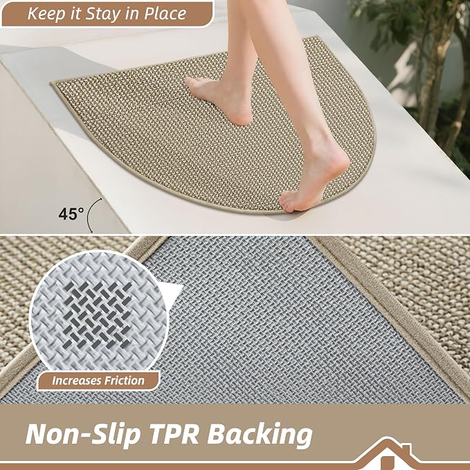 BEQHAUSE Dirt Trapper Door Mat 26" x 40" Half Circle Non-Slip Washable Doormats - Image 4