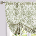 jinchan Linen Tie Up Valance for Window Flax Floral Drapes Vintage Farmhouse by JINCHAN