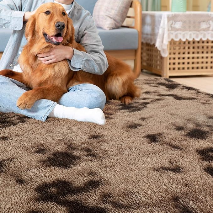 CAROMIO Fluffy Area Rugs for Living Room, Soft and Thick Faux Fur Plush Tie Dye - Image 6
