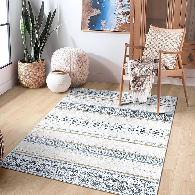 BESTSWEETIE 3x5 Area Rugs for Living Room Washable Moroccan Farmhouse Neutral - Image 6