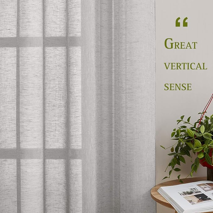 NICETOWN Flax Sheer Linen Curtains Privacy Protection - Image 4