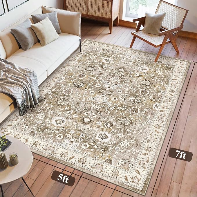 LOKHOM Living Room Area Rug 5x7, Non-Slip Vintage Soft Bedroom Rug - Image 2